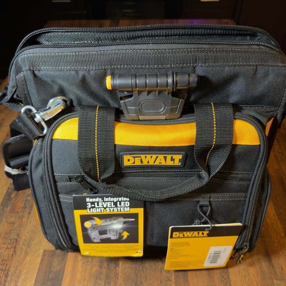 DEWALT Black and Yellow Tool Bag with LED Light